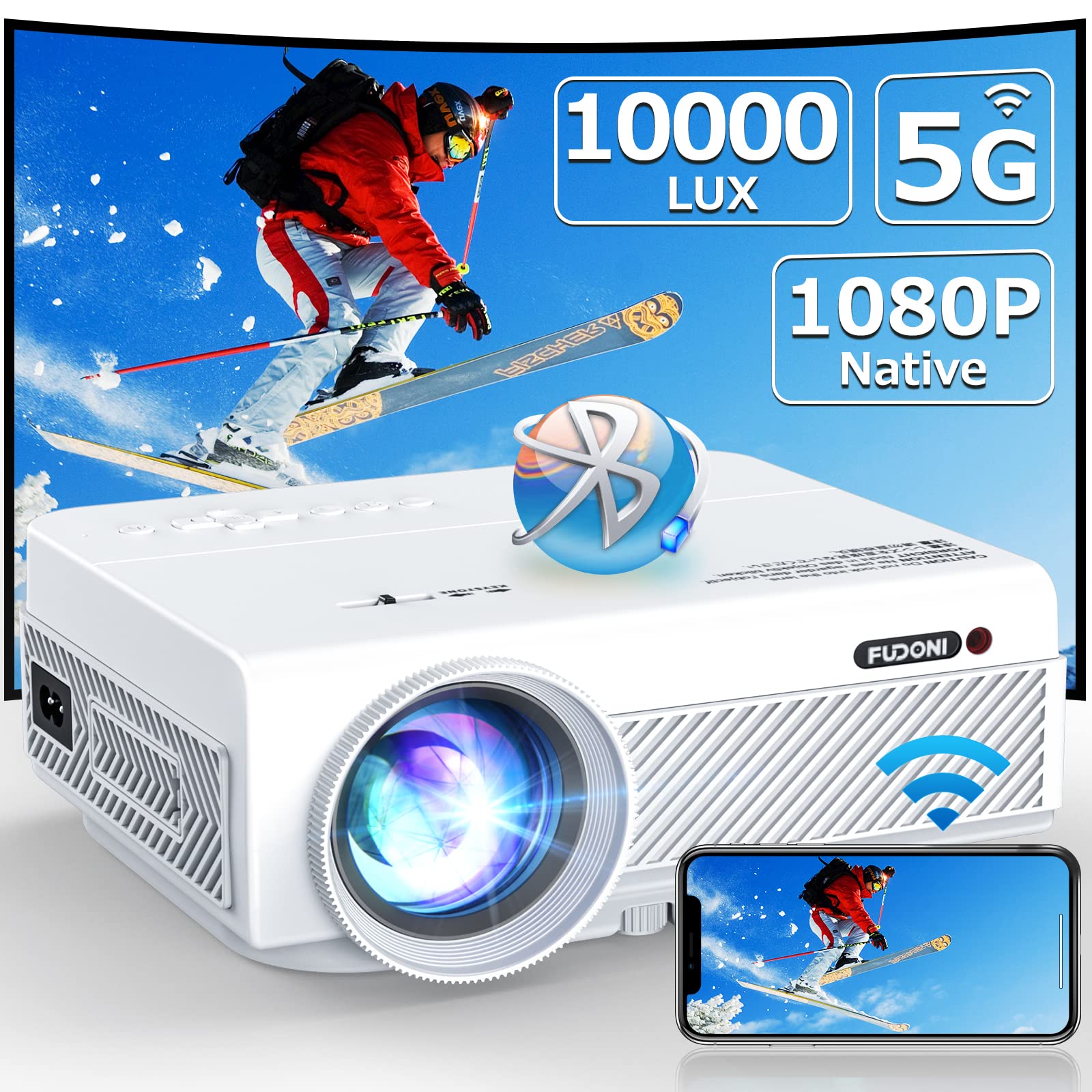 Projector 5G WiFi Bluetooth,10000L 380 ANSI Native shops 1080P Outdoor Projector 4K &4