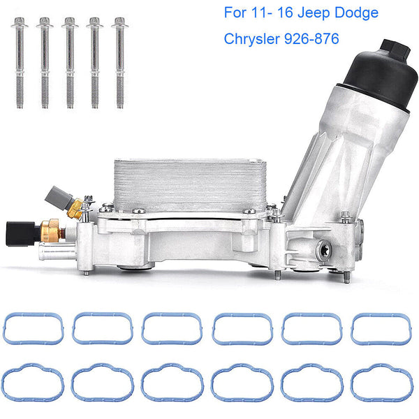 926-959 Oil Cooler Filter Housing Adapter For 2011-2016 Jeep Dodge Chrysler Ram