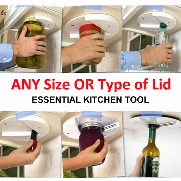 EZ Jar Opener Weak Single Hand Under Cabinet Counter Lid Opener Senior Arthritis