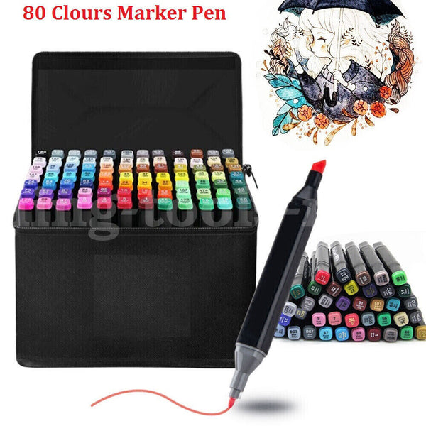 80/set Colors Markers Graphic Drawing Painting Alcohol Art Dual Tip Sketch Pens