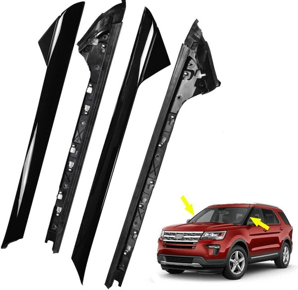 2 Pairs Left Right Side Windshield A-Pillar Molding Trim for 11-19 Ford Explorer