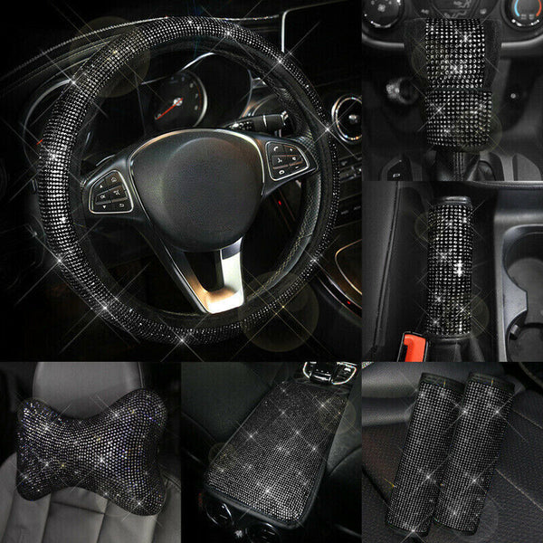 Luxury Black Bling Rhinestone Diamond Car Interior Accessories Universal Decor