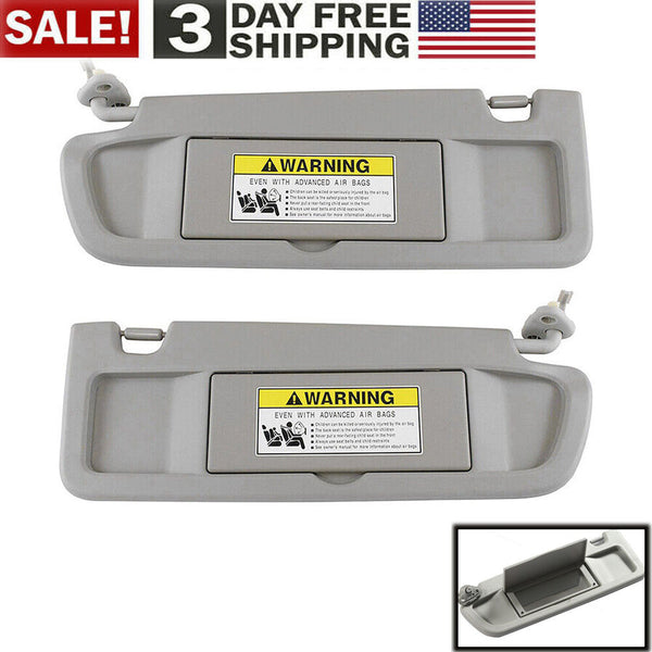 For Honda Civic 07-11 Pair Sun Visor Gray Left Driver & Right Passenger Side