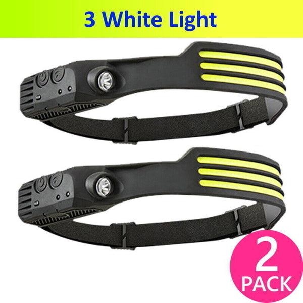 LED COB Head Lamp USB Rechargeable Headlight Torch Work Light Bar Head Band Lamp