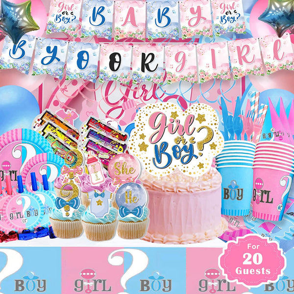 VEWIOR Gender Reveal Party Decorations, 339pcs Birthday Party Supplies Children Birthday Party Vewior