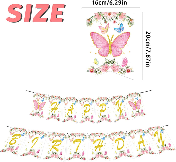 Butterfly Party Supplies for Girls- Butterfly Birthday Party Decorations, Includes 186pcs Decorations, Tableware, and Party Favors for 10 Guests Vewior