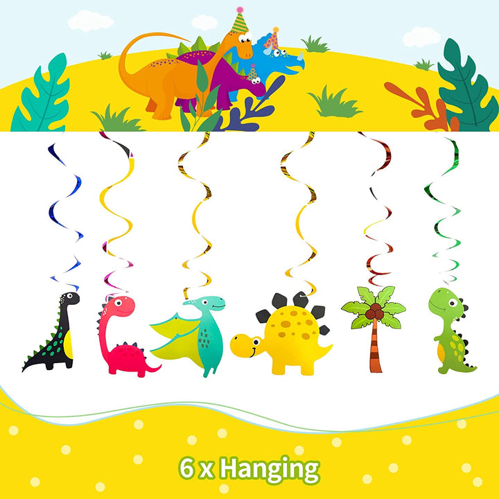 Dinosaur Party Supplies- Dinosaur Birthday Party Decorations, Includes 186pcs Decorations, Tableware, and Party Favors for 10 Guests Vewior