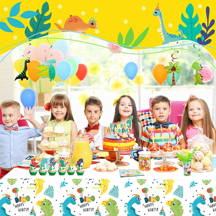 Dinosaur Party Supplies- Dinosaur Birthday Party Decorations, Includes 186pcs Decorations, Tableware, and Party Favors for 10 Guests Vewior
