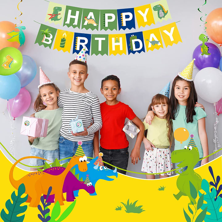 Dinosaur Party Supplies- Dinosaur Birthday Party Decorations, Includes 186pcs Decorations, Tableware, and Party Favors for 10 Guests Vewior