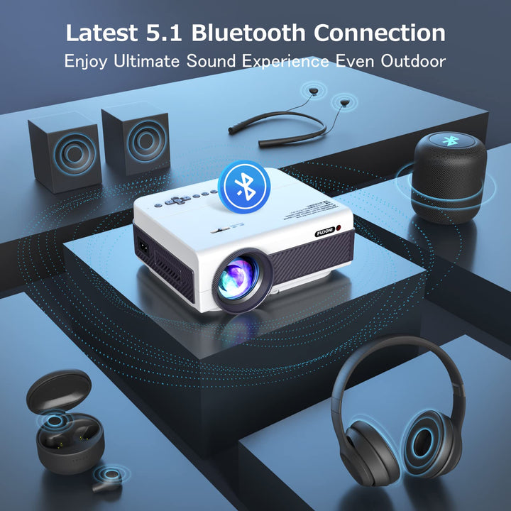 Projector with WiFi and Bluetooth, FUDONI 5G WiFi Native 1080P Outdoor Projector 10000L Support 4K, Portable Movie Projector with Screen and Max 300", for iOS/Android/Laptop/TV Stick/HDMI/USB/VGA/TF Fudonipower.com