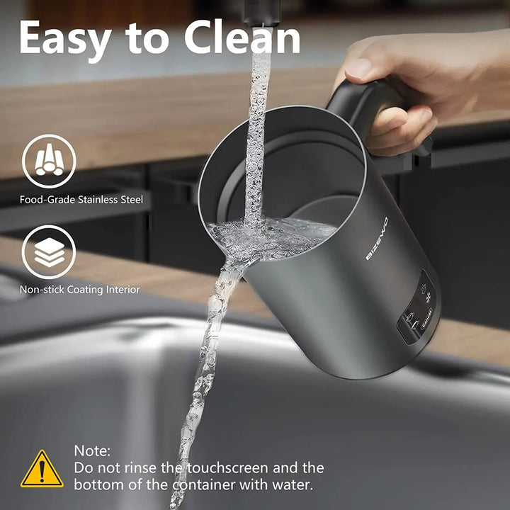 Frother for Coffee, Milk Frother, 4 IN 1 Automatic Warm and Cold Milk Foamer, BIZEWO Stainless Steel Milk Steamer for Latte, Cappuccinos, Macchiato, Hot Chocolate Milk with LED Touch Screen Panel BIZEWO