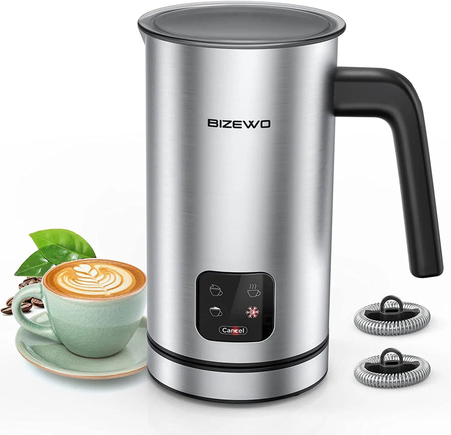 Milk Frother and Steamer, Electric Milk Warmer with Touch Screen, BIZEWO 4 IN 1 Automatic Stainless Steel Steamer for Coffee , Latte, Hot Chocolates BIZEWO