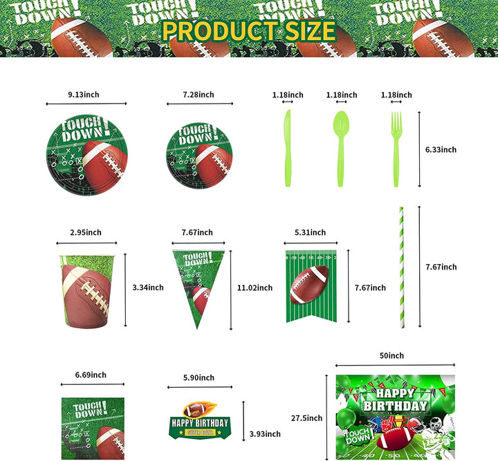 Rugby Party Supplies- Rugby Birthday Party Decorations, Includes 186pcs Decorations, Tableware, and Party Favors for 10 Guests Vewior