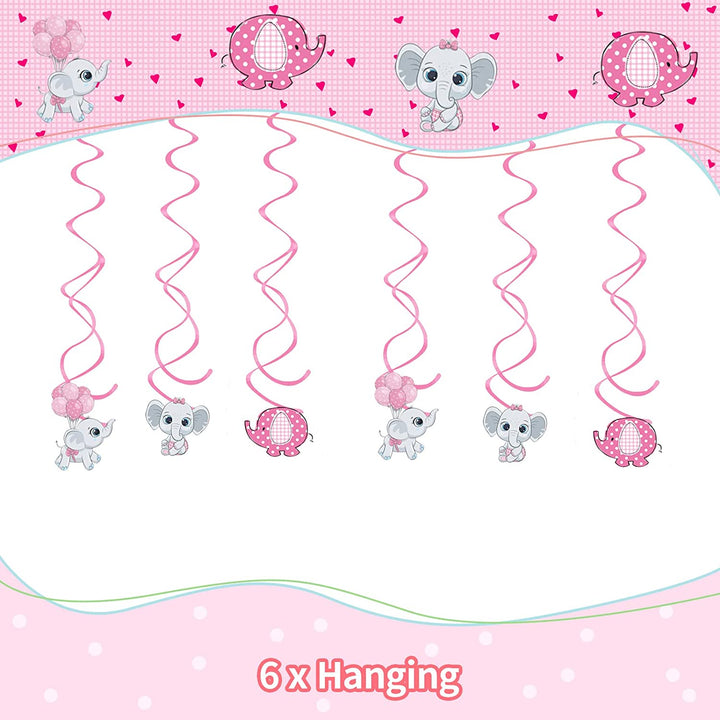 Pink Elephant Party Supplies for Girls- Pink Elephant Birthday Party Decorations, Includes 343pcs Decorations, Tableware, and Party Favors for 20 Guests Vewior