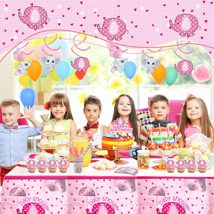 Pink Elephant Party Supplies for Girls- Pink Elephant Birthday Party Decorations, Includes 343pcs Decorations, Tableware, and Party Favors for 20 Guests Vewior